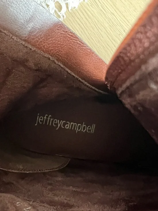 NWOT Jeffrey Campbell Cognac Leather Block Heel Ankle Boots - Picture 2 of 10